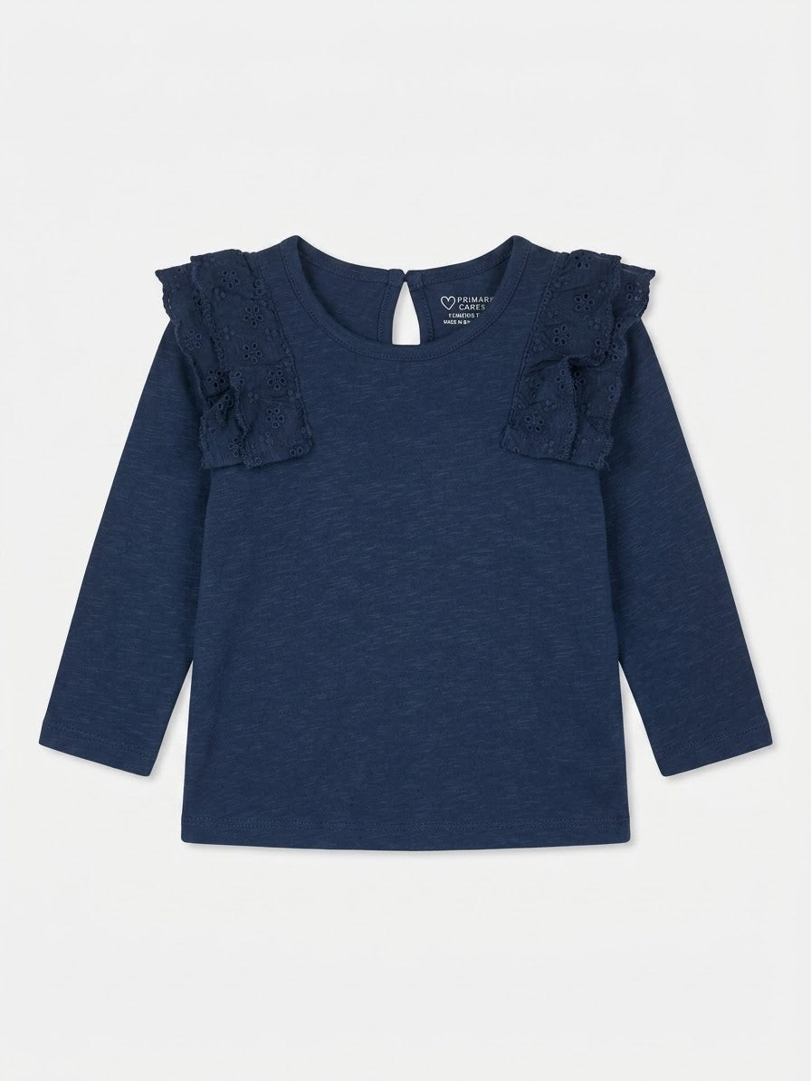 Baby Girl’s Longsleeve Ruffled Top (Navy)