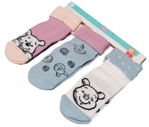 Baby Girls’ Socks - Winnie the pooh (pink/blue), 3 pcs