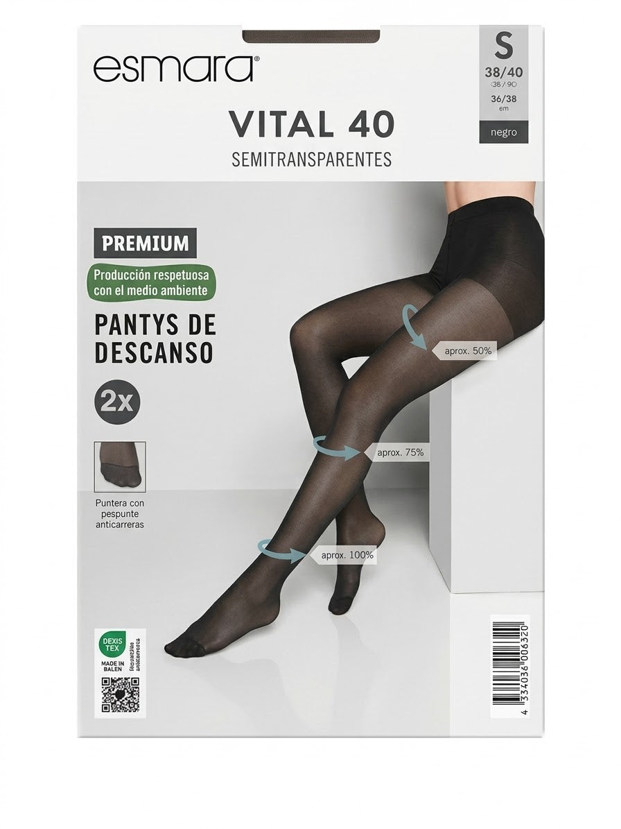ESMARA Women’s Semi-opaque Compression Tights (black), 2 pcs