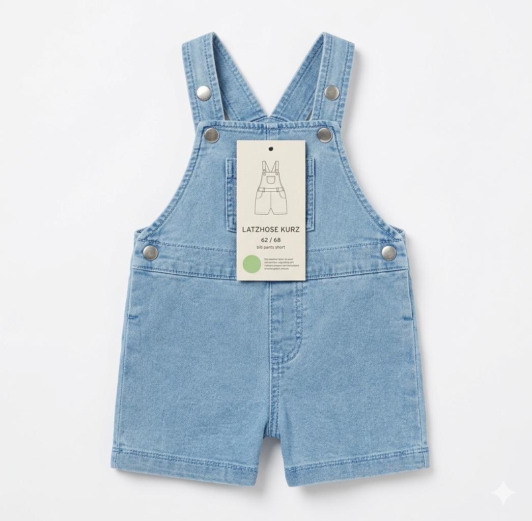 Baby Light Wash Denim Short Overalls (Shortalls)