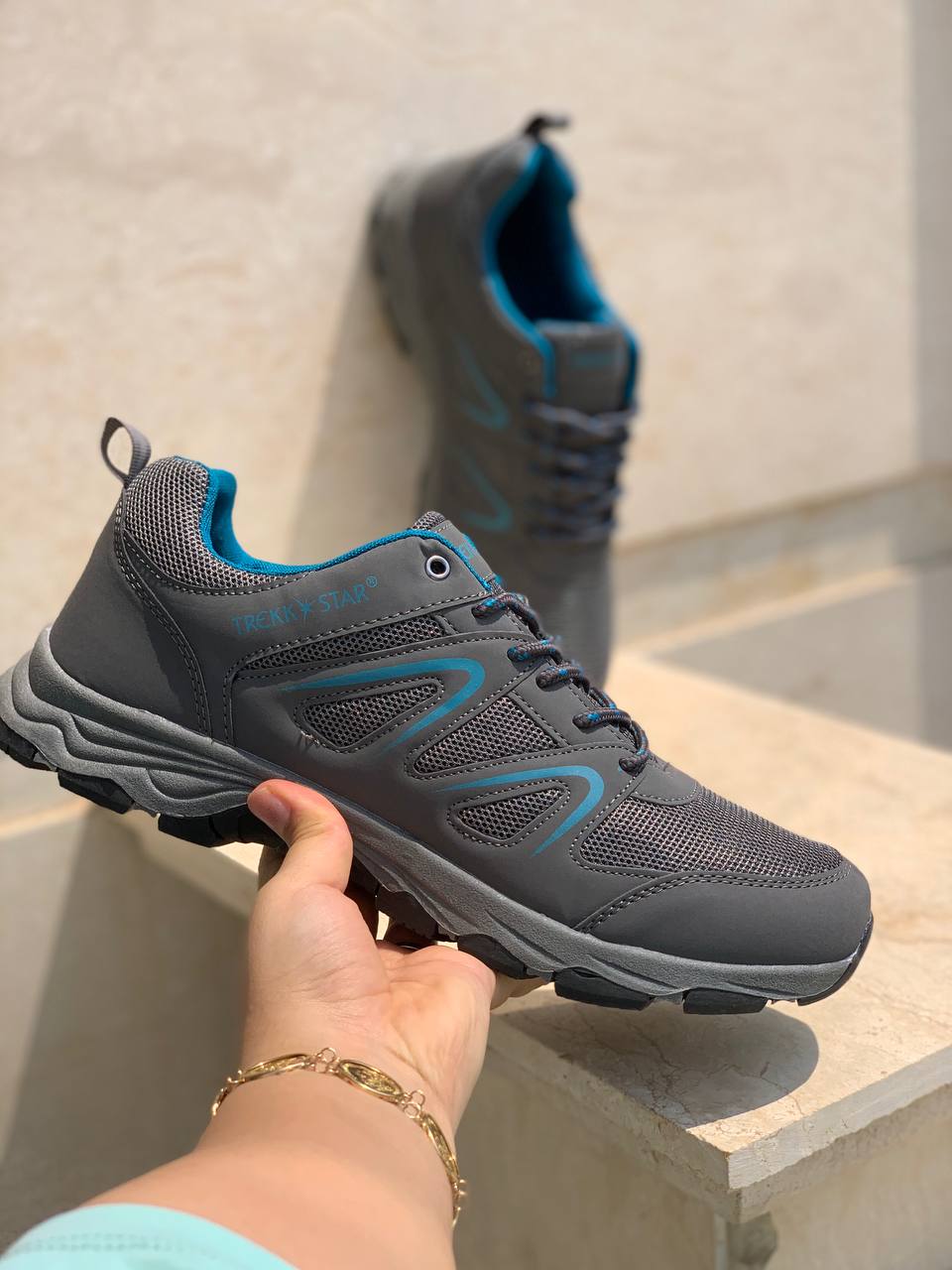 TREKK STAR men's trekking shoes (Grey/Blue)