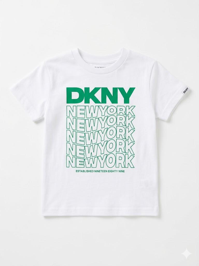 DKNY Boys' Graphic Logo T-Shirt - White & Green