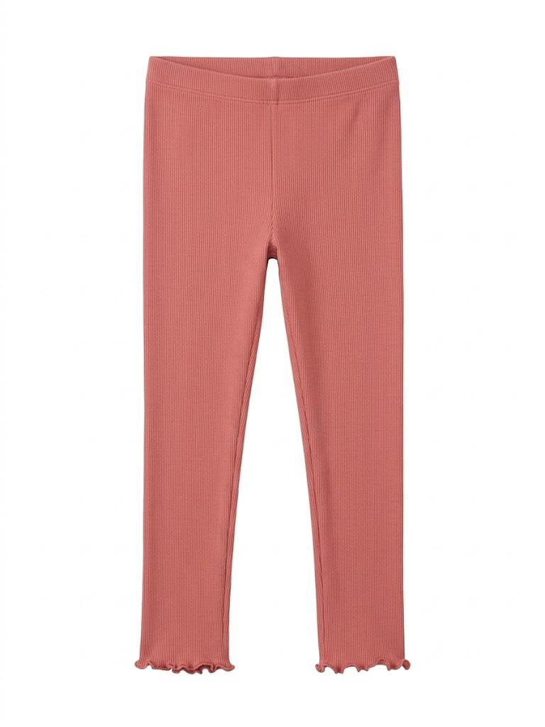 Girls' Ribbed Lettuce-Edge Leggings - Dusty Rose