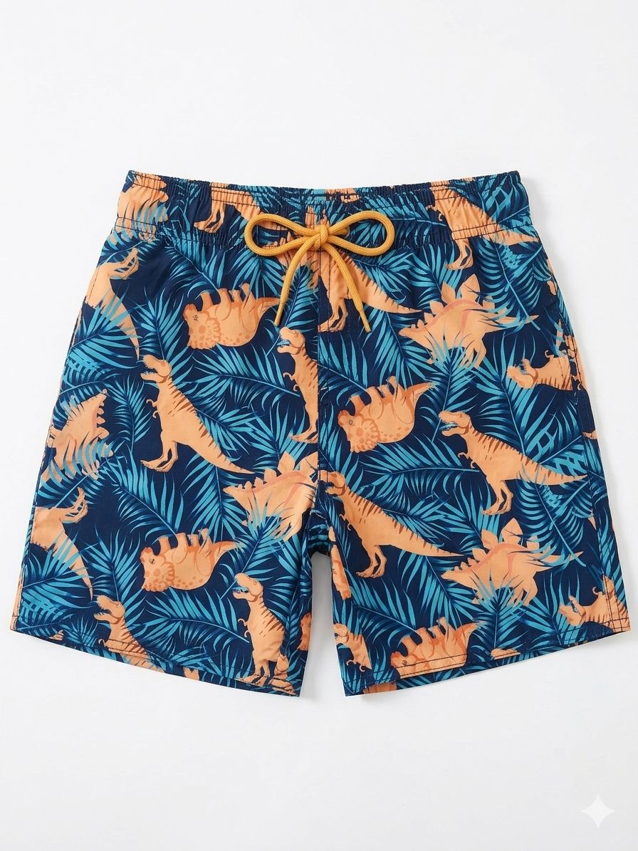 Boys' Prehistoric Jungle Dinosaur Swim Trunks
