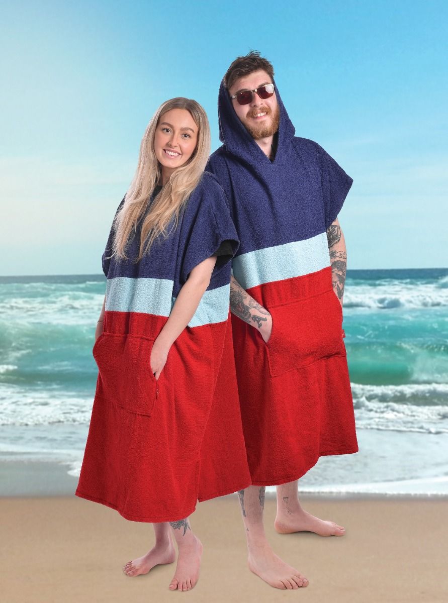 Ezi Dry 100% Cotton Changing Robe Poncho Tri-Colour