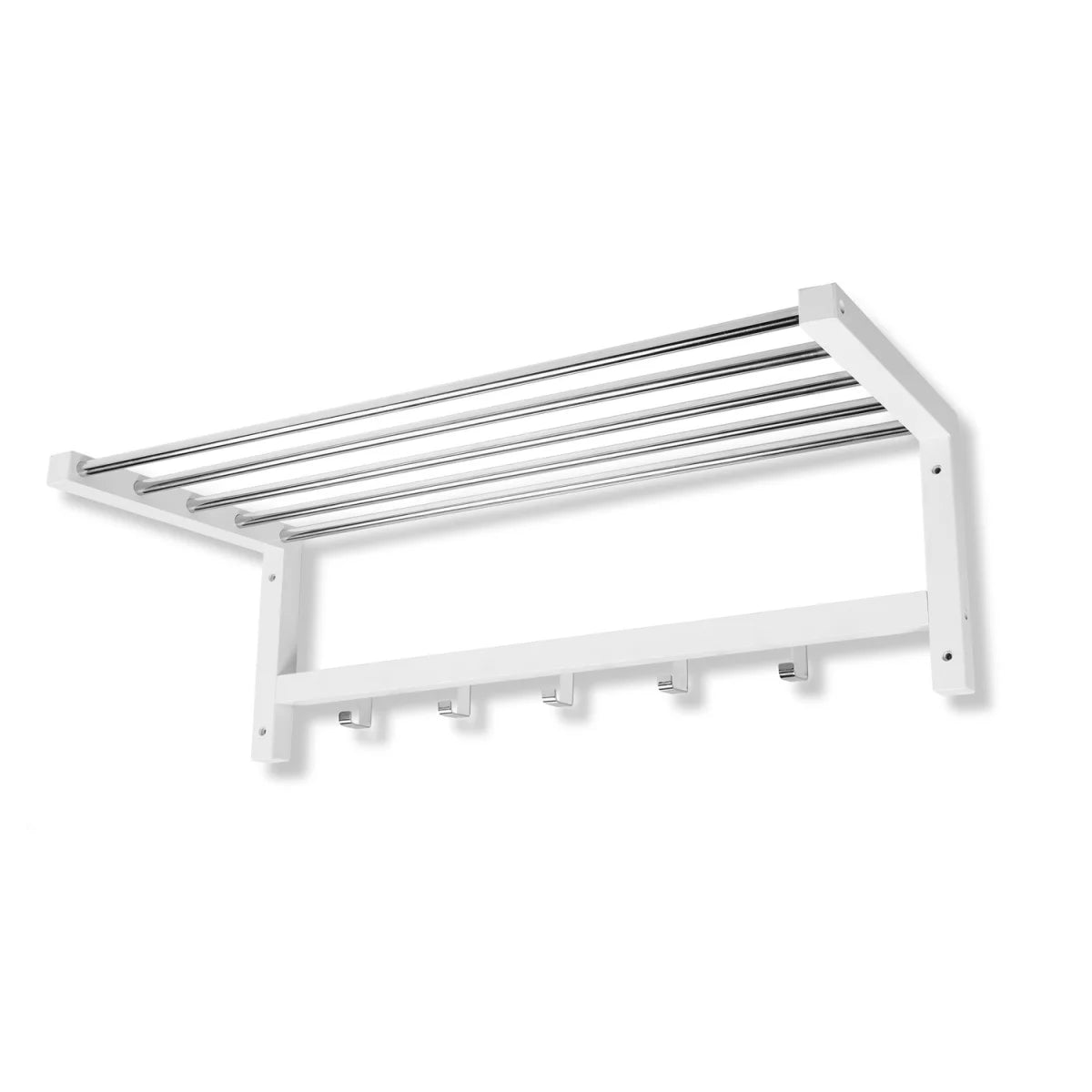 Coat rack with 5 hooks and shelf (White)