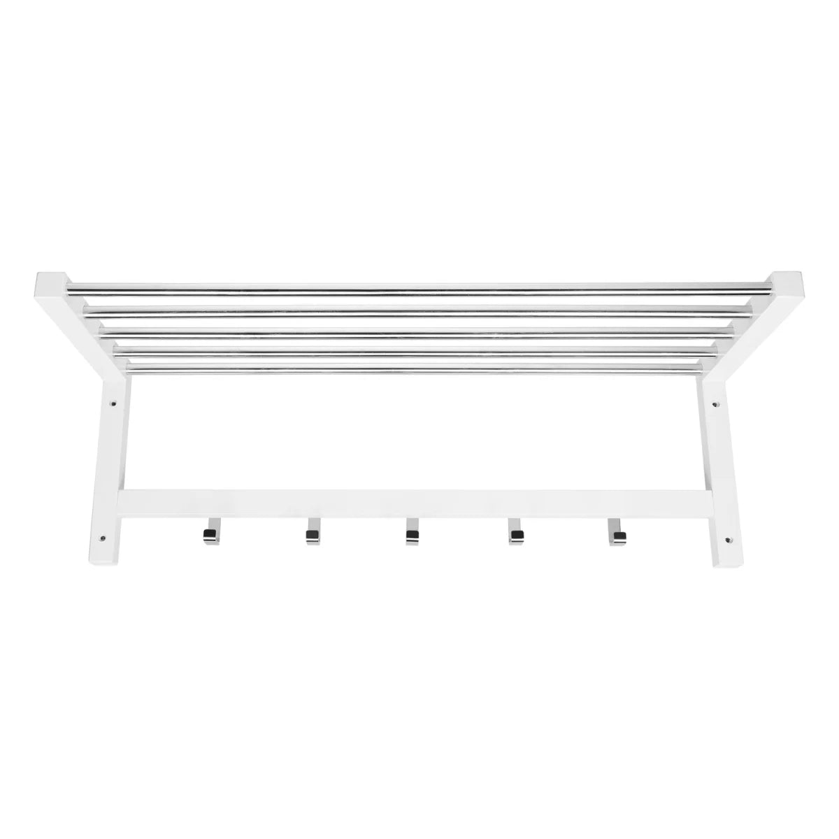 Coat rack with 5 hooks and shelf (White)