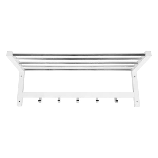 Coat rack with 5 hooks and shelf (White)