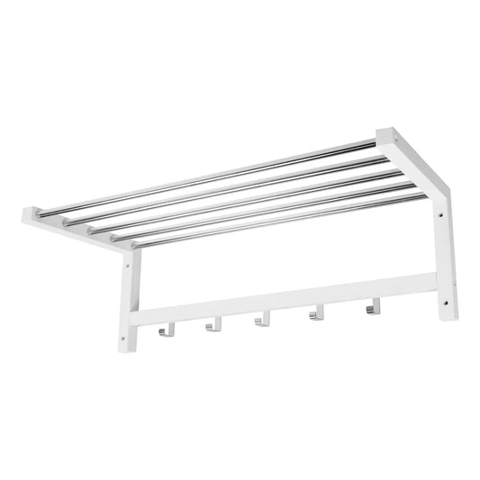 Coat rack with 5 hooks and shelf (White)