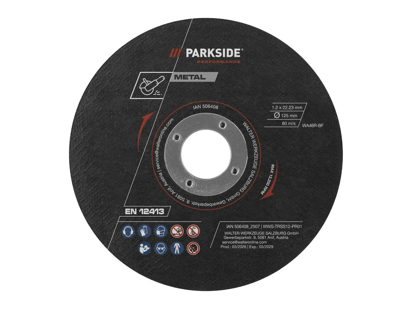 PARKSIDE PERFORMANCE® Metal Cut-off discs, set of 12, Ø 125 mm
