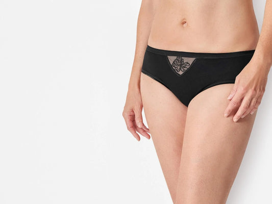 Women's briefs, 3 pieces, in cuddly fine rib quality (Black)