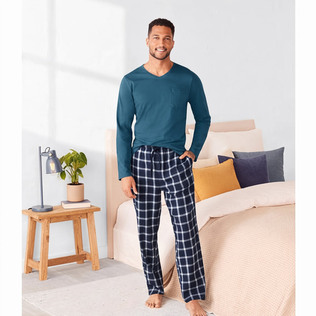 LIVERGY Men’s Long Cotton Pajamas