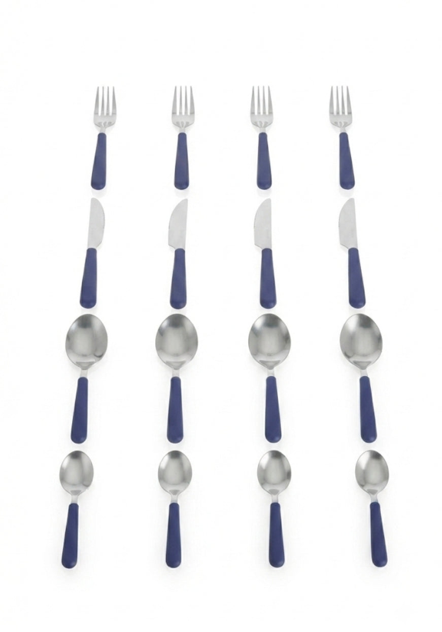 LIVARNO home 16-Piece Stainless Steel Cutlery Set – Navy Blue Handles