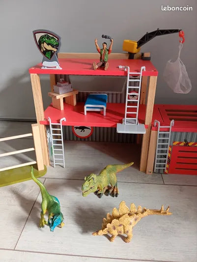 Dinoland 26-piece dinosaur enclosure wooden toy creative play