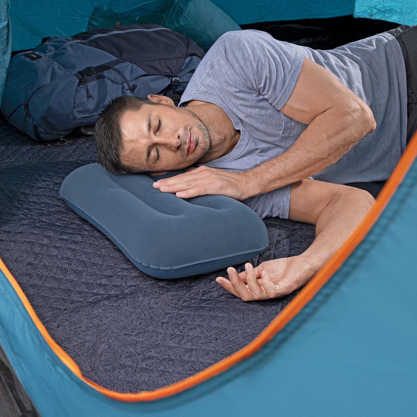 Bestway® Inflatable Velvet Cushion, Blue, 42 cm.