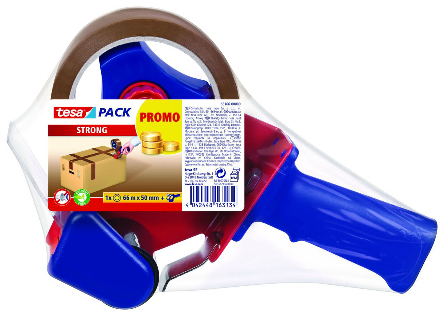 موزع يدوي tesa® مع شريط لاصق tesapack® Strong بني 50 مم - 66 متر طولاً