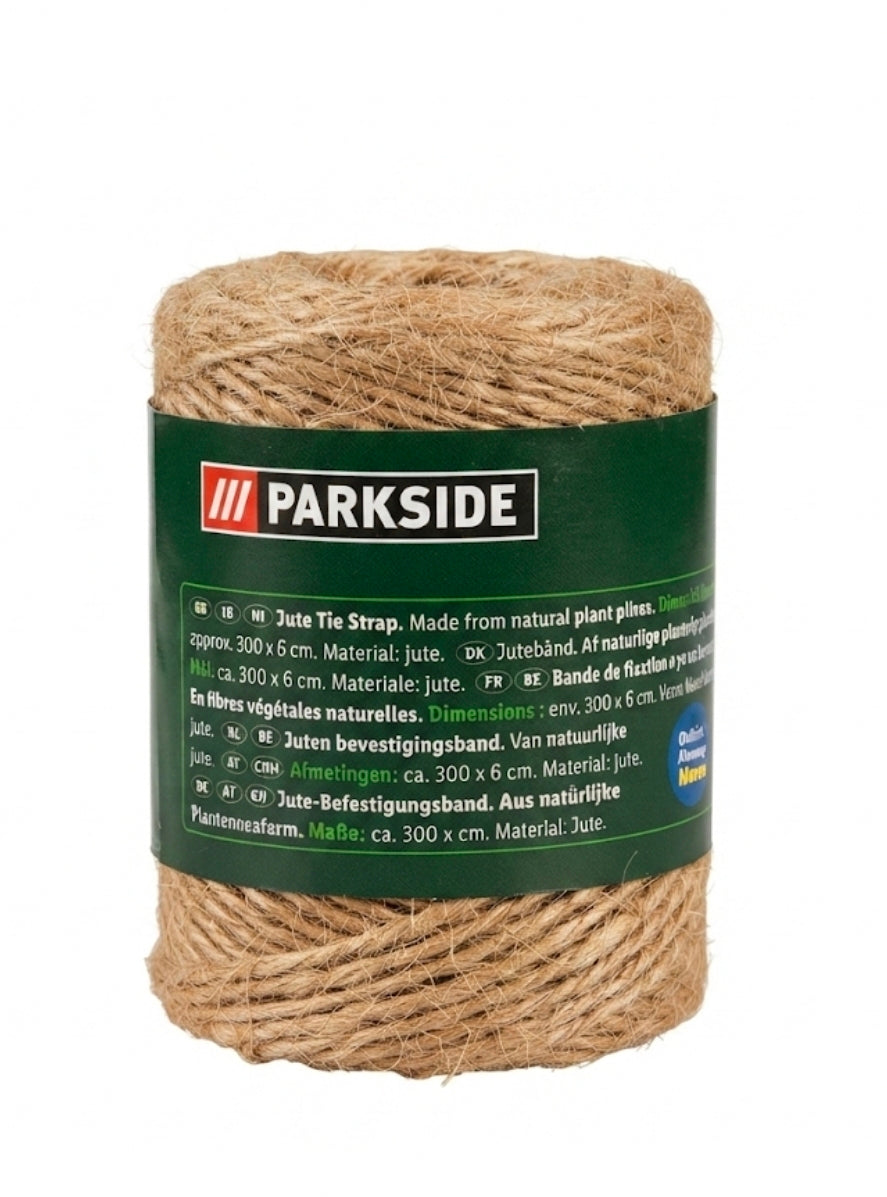 Parkside Natural Jute Tie Strap - 300 x 6 cm (Eco-Friendly Garden Support)