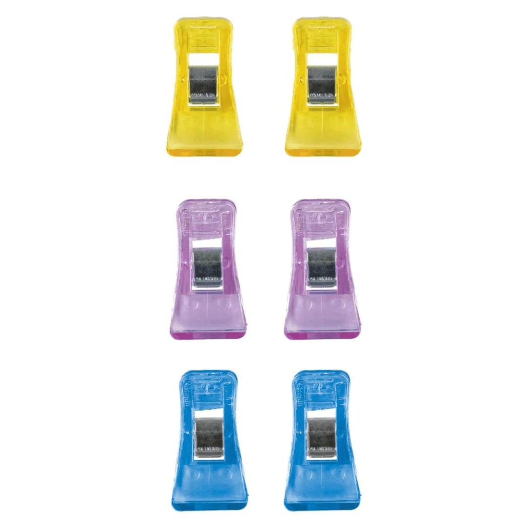 CRELANDO® COLOURED TAILOR CLIPS FOR CLOTHING FABRICS 3 COLORS 6 PIECES