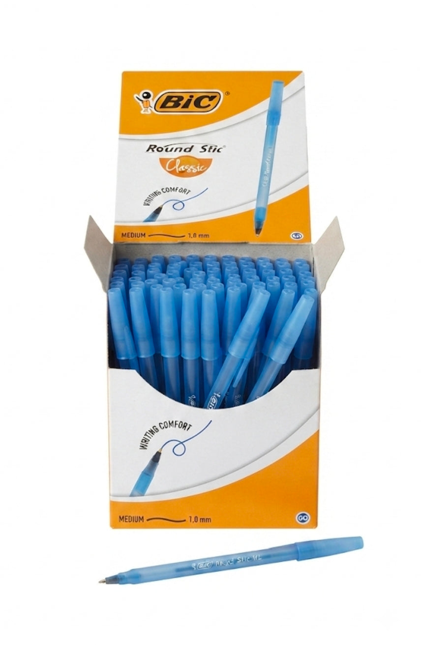 BIC Round Stic Classic Ballpoint Pens - Medium 1.0 mm, Blue (60 pieces)