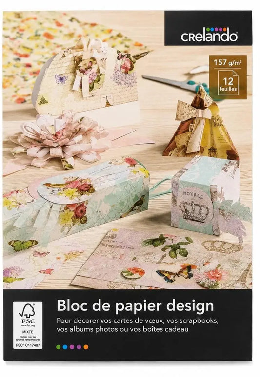 Crelando A4 colored paper 12 sheets 157 g/m² decoupage