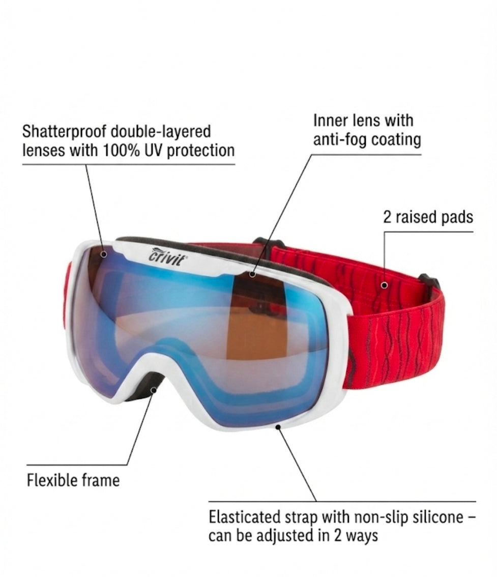 Crivit Professional Ski & Snowboarding Goggles – Anti-Fog & UV Protection
