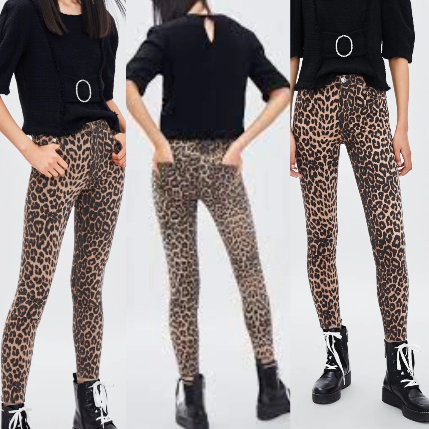 ZARA Leopard Print Hi-Rise Skinny Jeans
