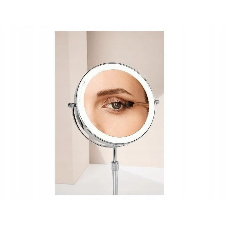 LED cosmetic mirror, 8-inch, 1X/5X, 3 light colors, adjustable height, elegant design