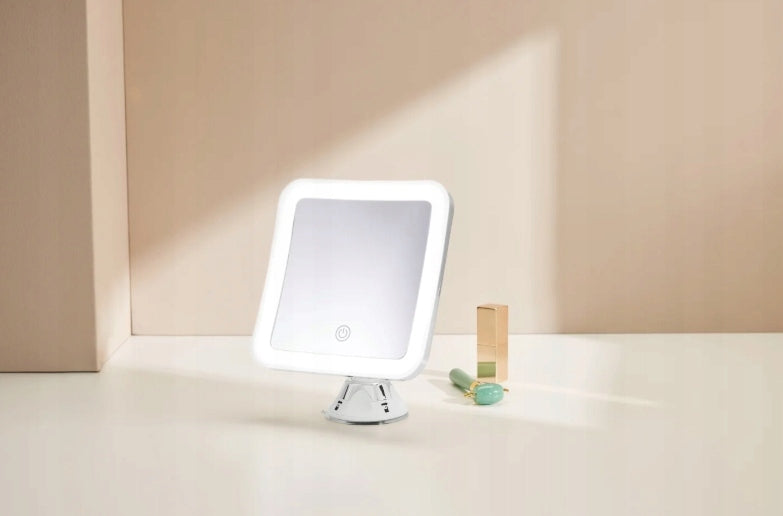 Cien silver standing mirror with LED lighting
