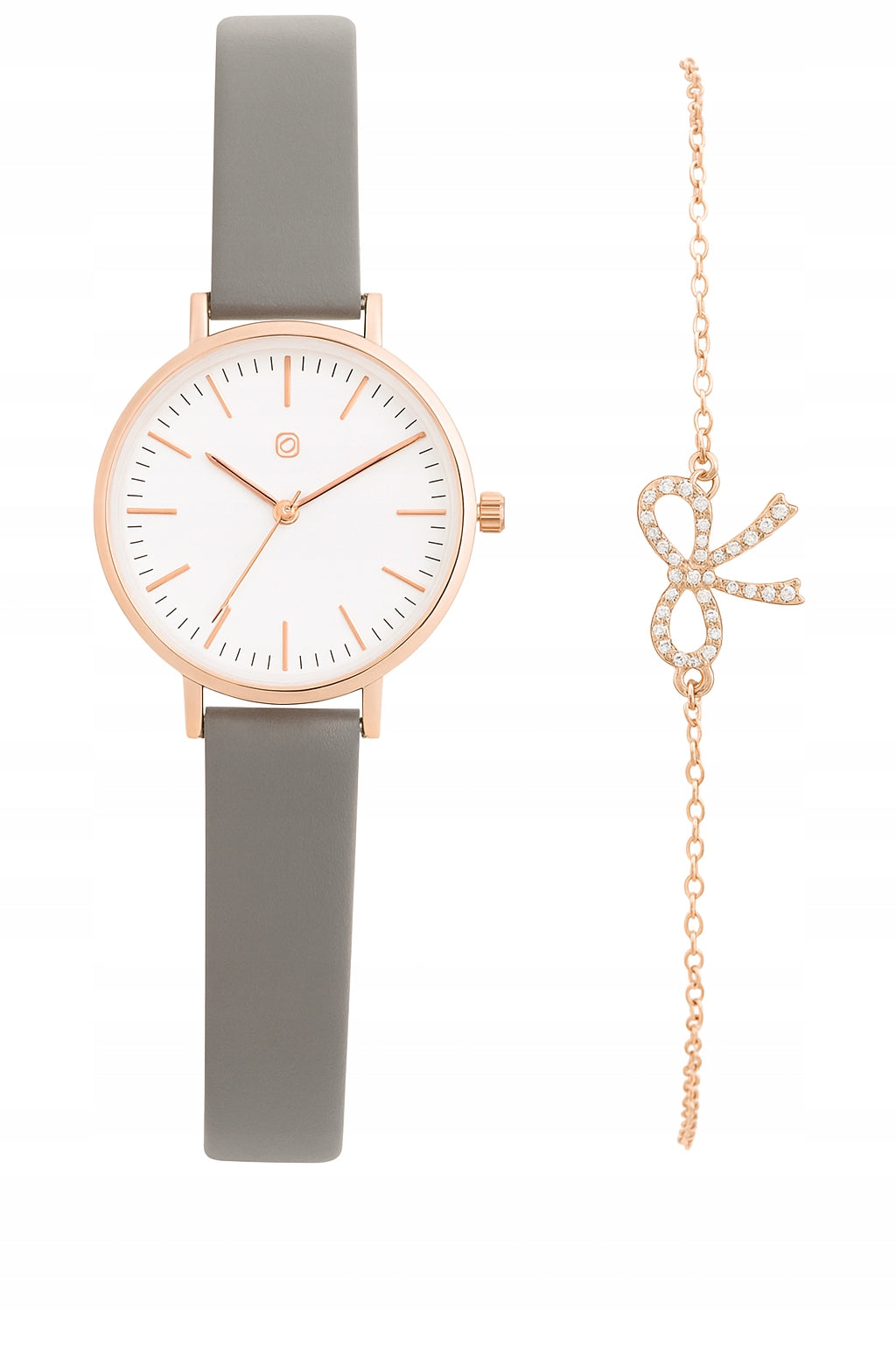 Elegant gift set: watch with a grey strap and a bracelet