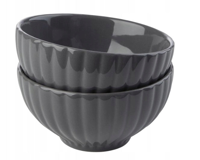 Set of two grey bowls, 320 ml bowl, 12.8 x 6.7 cm