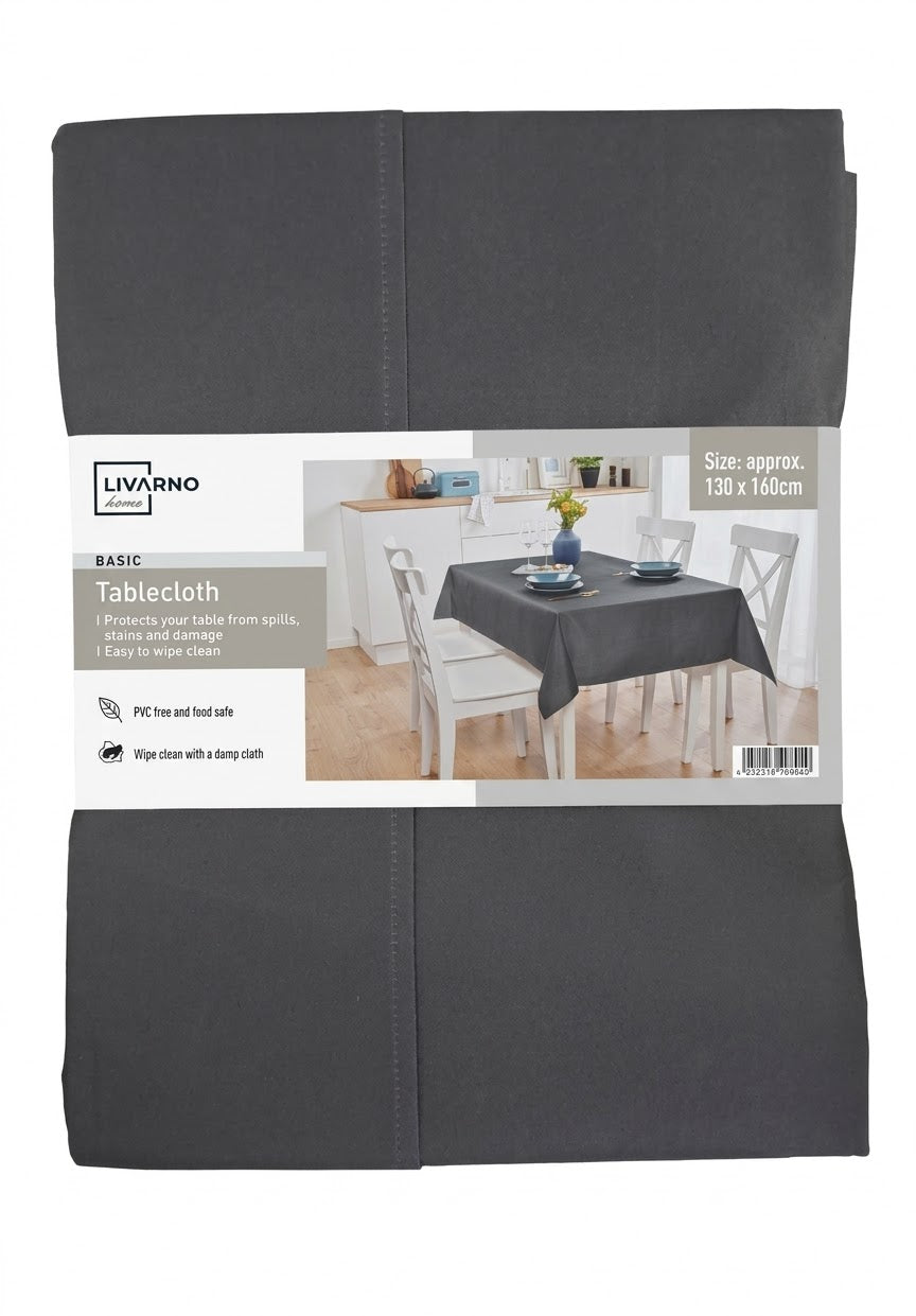 Livarno Home Basic Tablecloth - Grey, 130 x 160 cm