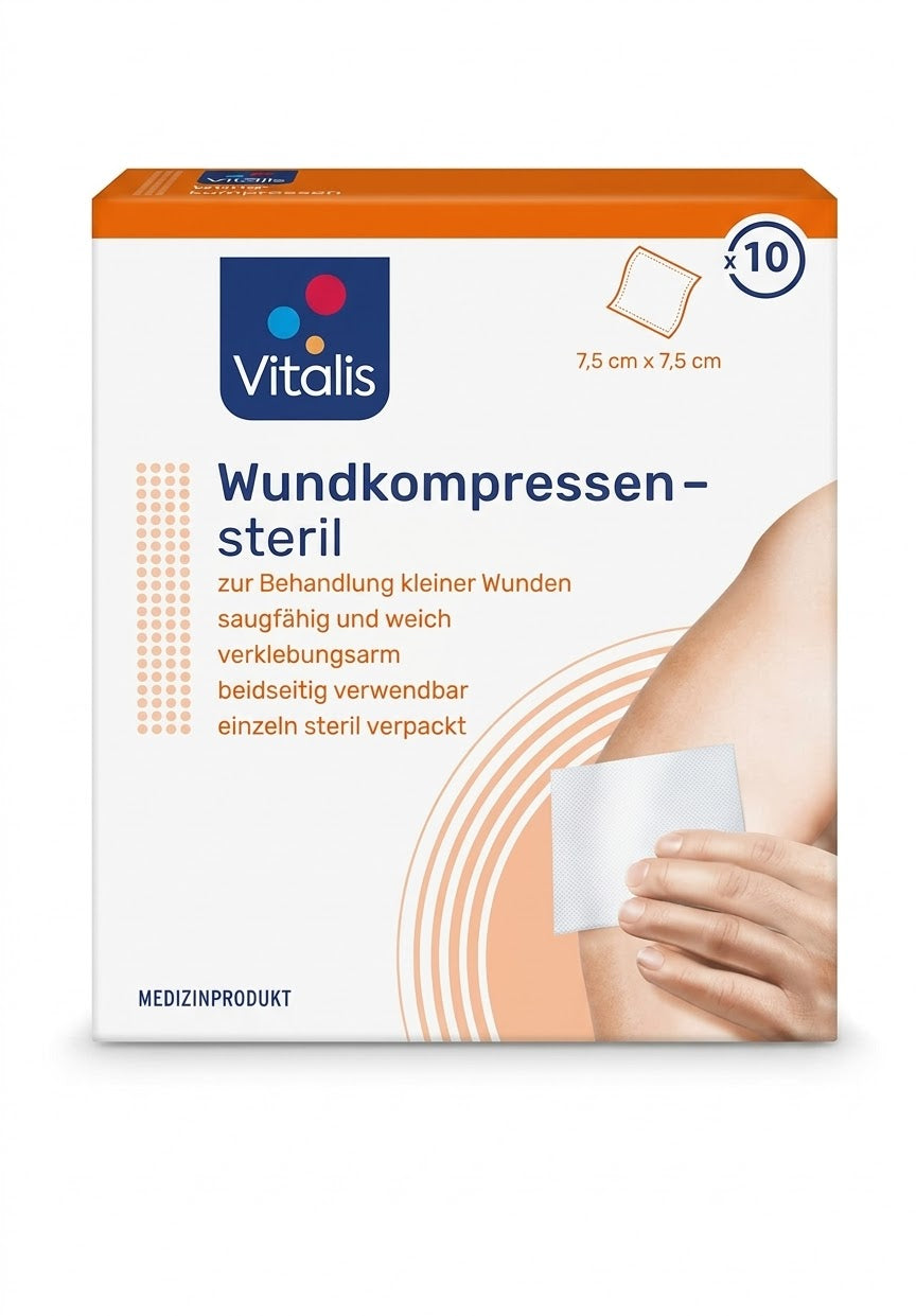 Vitalis Sterile Wound Pads (7.5 cm x 7.5 cm) – Pack of 10