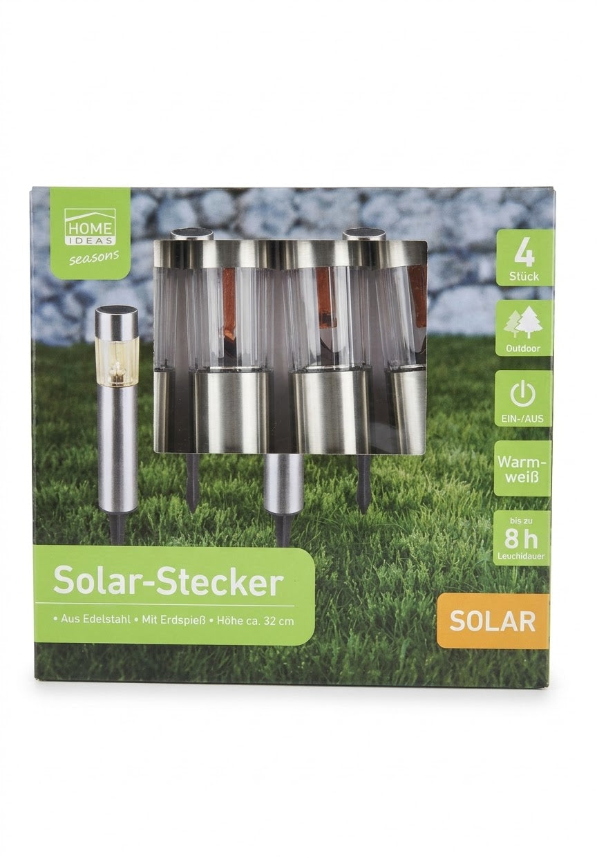 Home Ideas Seasons 4-Pack Stainless Steel Solar Pathway Lights (Warm White)