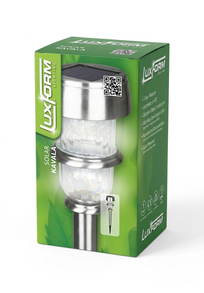 Luxform Lighting Solar Kavala Stainless Steel Outdoor Garden Spike Light