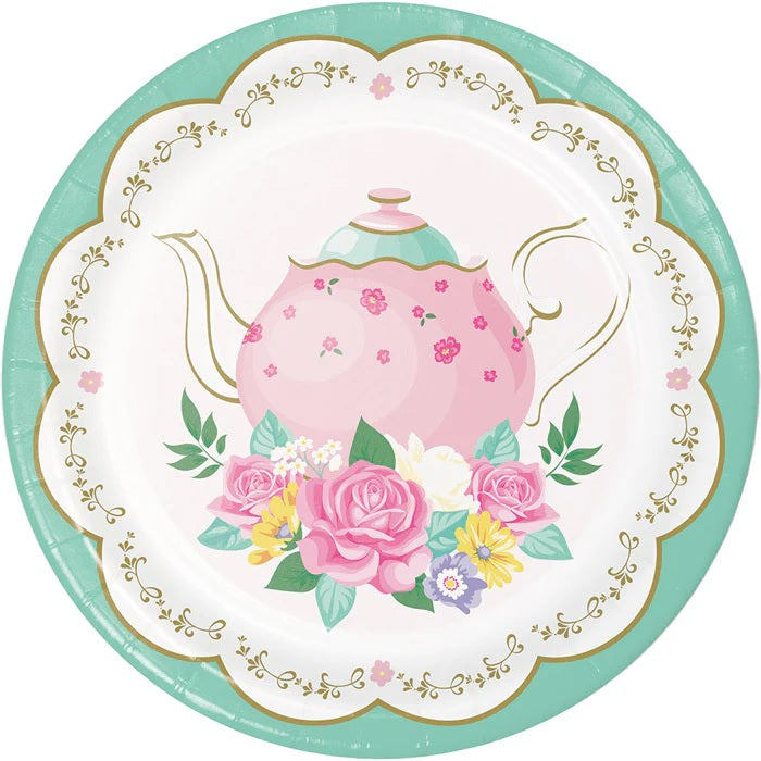 FLORAL TEA PARTY – SMALL PAPER PLATES – 8CT – 18CM