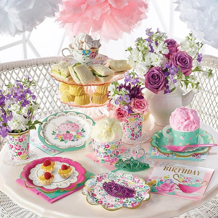 FLORAL TEA PARTY – SMALL PAPER PLATES – 8CT – 18CM