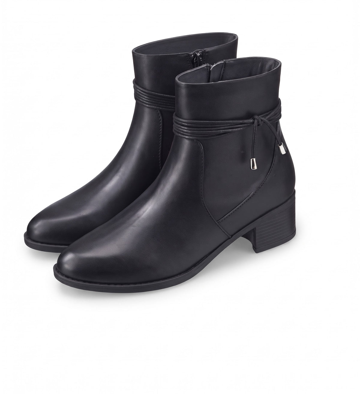 UP2Fashion Leather Heeled Ankle Boots (black)