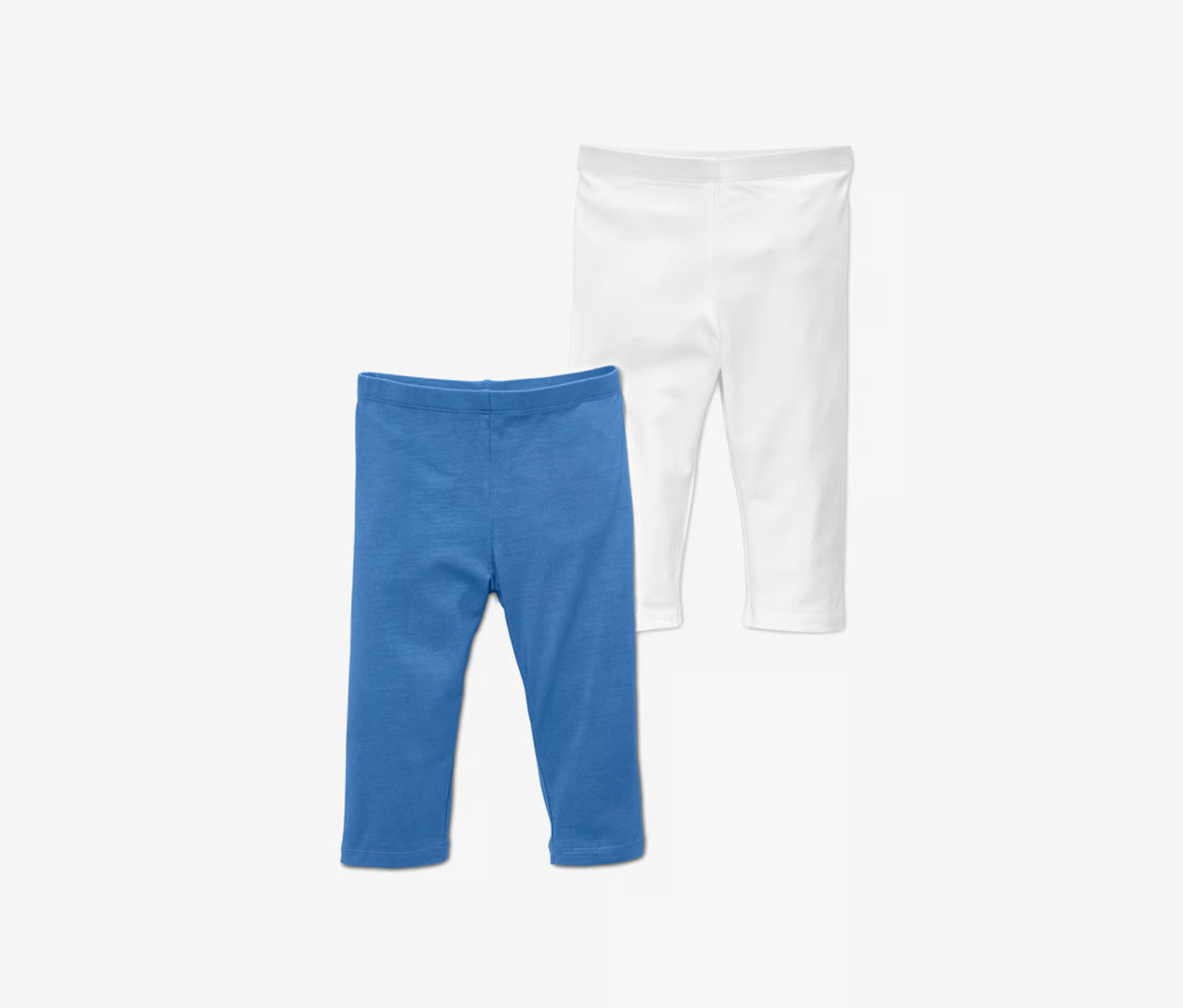 Kids Girls 2 Piece Plain Leggings, White and Blue
