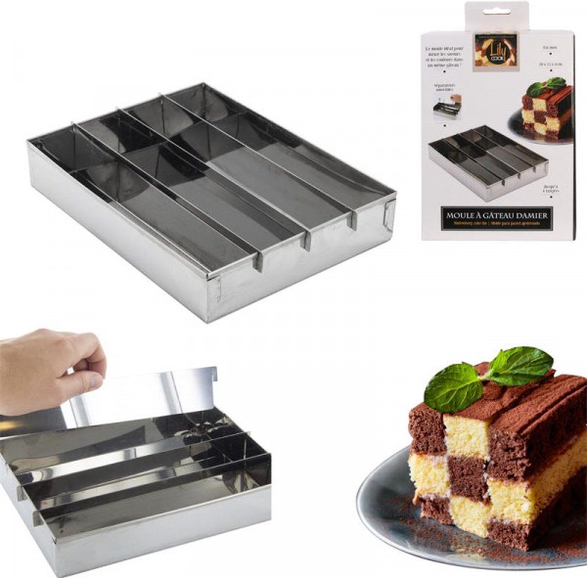Checkerboard Cake Pan | 20x15x4 cm - Stainless Steel - Non-Stick Coating
