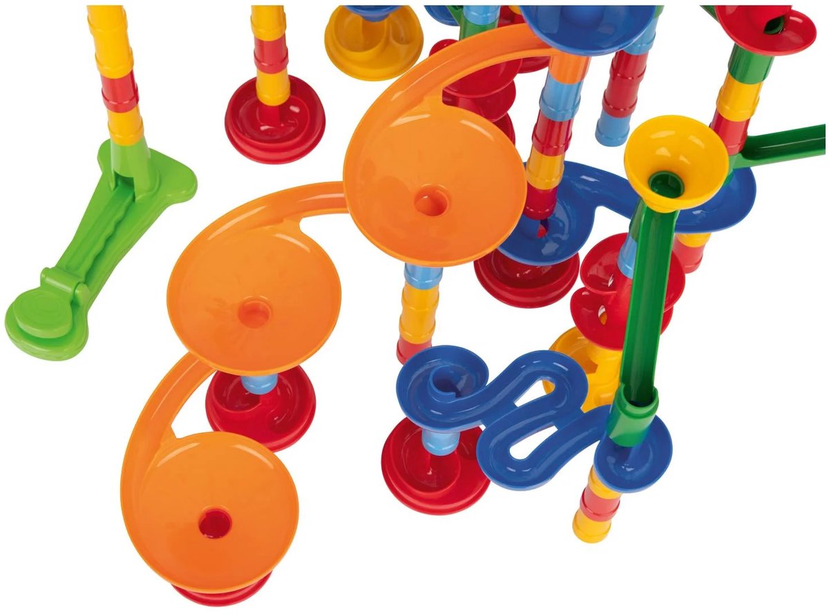 Lupilu Marble Run - 140-piece - 20 Glass marbles - 120 Construction parts