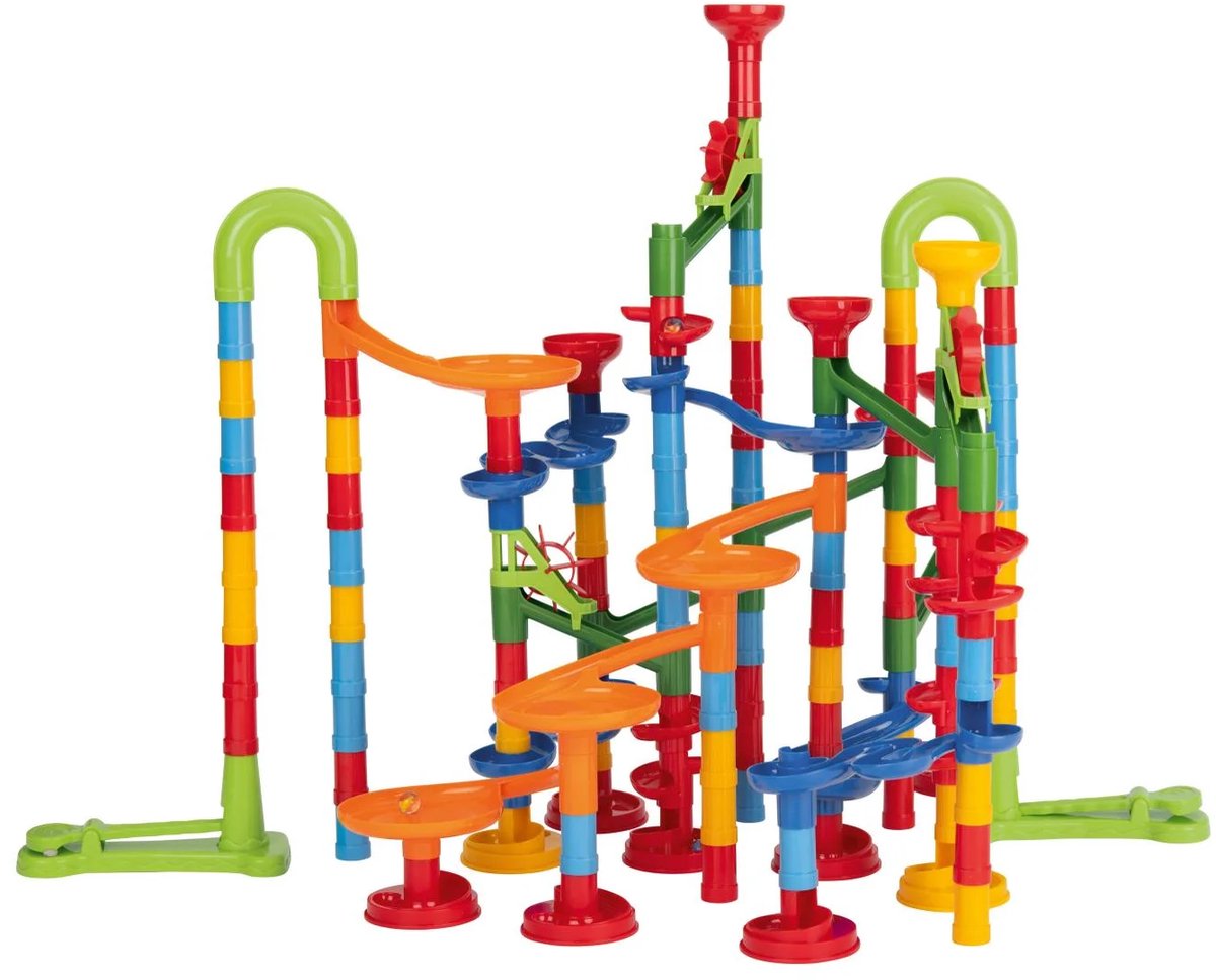 Lupilu Marble Run - 140-piece - 20 Glass marbles - 120 Construction parts