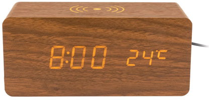 AURIOL® Digital Wooden Alarm Clock with Qi® Charger