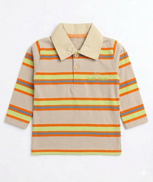 Toddlers' Retro-Stripe Long-Sleeve Polo Shirt