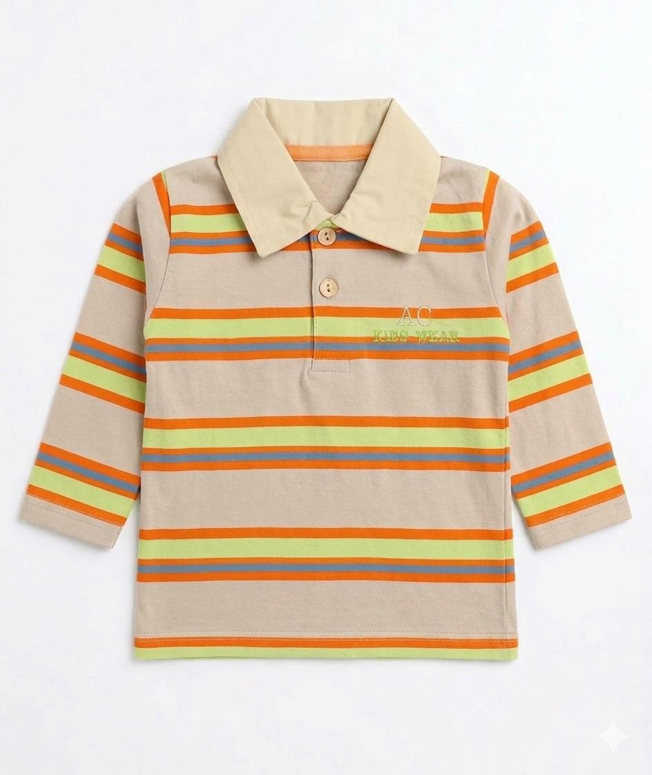 Toddlers' Retro-Stripe Long-Sleeve Polo Shirt