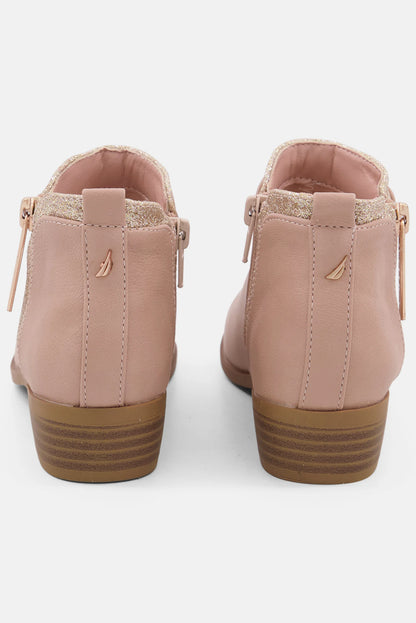 Nautica, Kids Girl Gablee Brand Logo Ankle Boots, Blush Combo