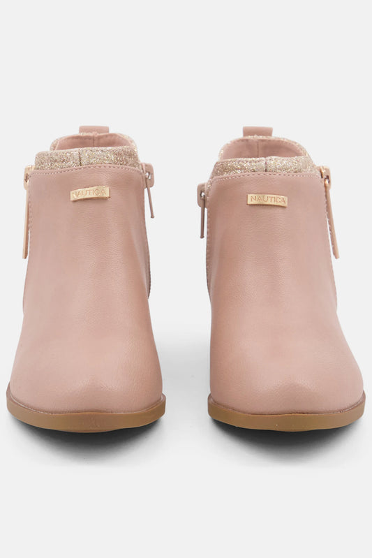Nautica, Kids Girl Gablee Brand Logo Ankle Boots, Blush Combo