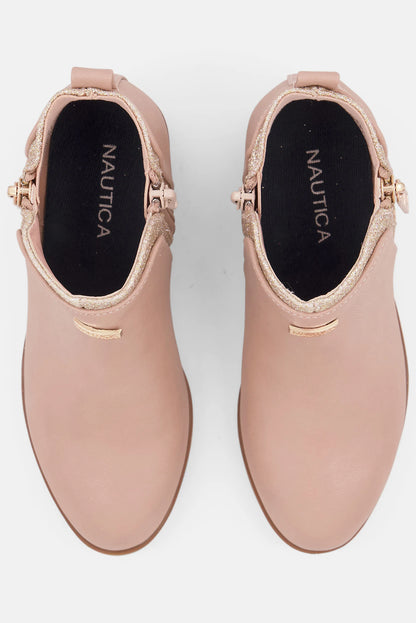 Nautica, Kids Girl Gablee Brand Logo Ankle Boots, Blush Combo