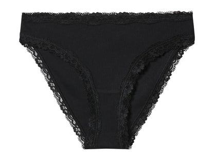 Esmara Ladies’ Black Ribbed Briefs with Lace - 5 Pack
