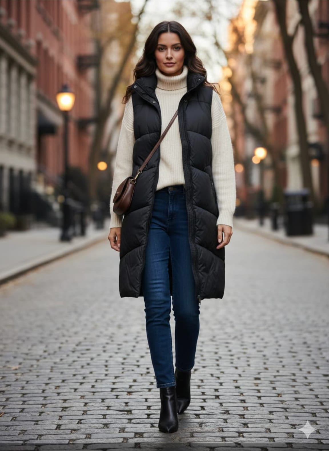 Vero Moda Sleek Longline Quilted Puffer Vest in Black