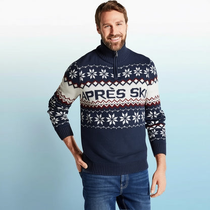 Men's Sweater Norwegian Texture Half Zipper